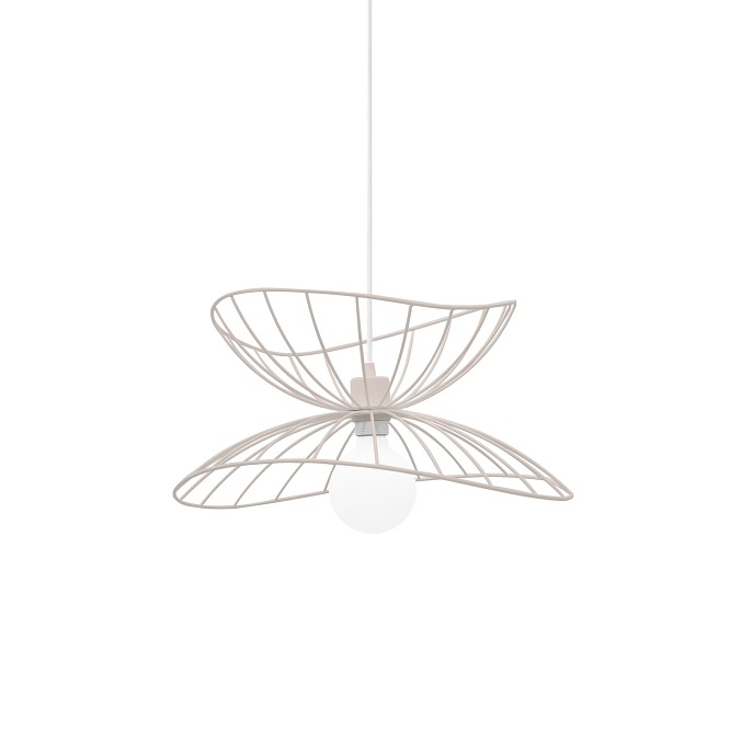 Druciana lampa wisząca Ray beżowa 45cm